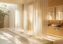 Minimalisme artistique : des rideaux de douche pour une salle de bain épurée et élégante